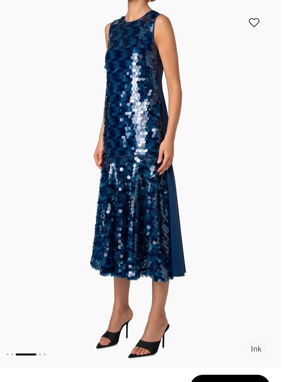 Akris Ink Blue Sleeveless Sequin Midi Dress